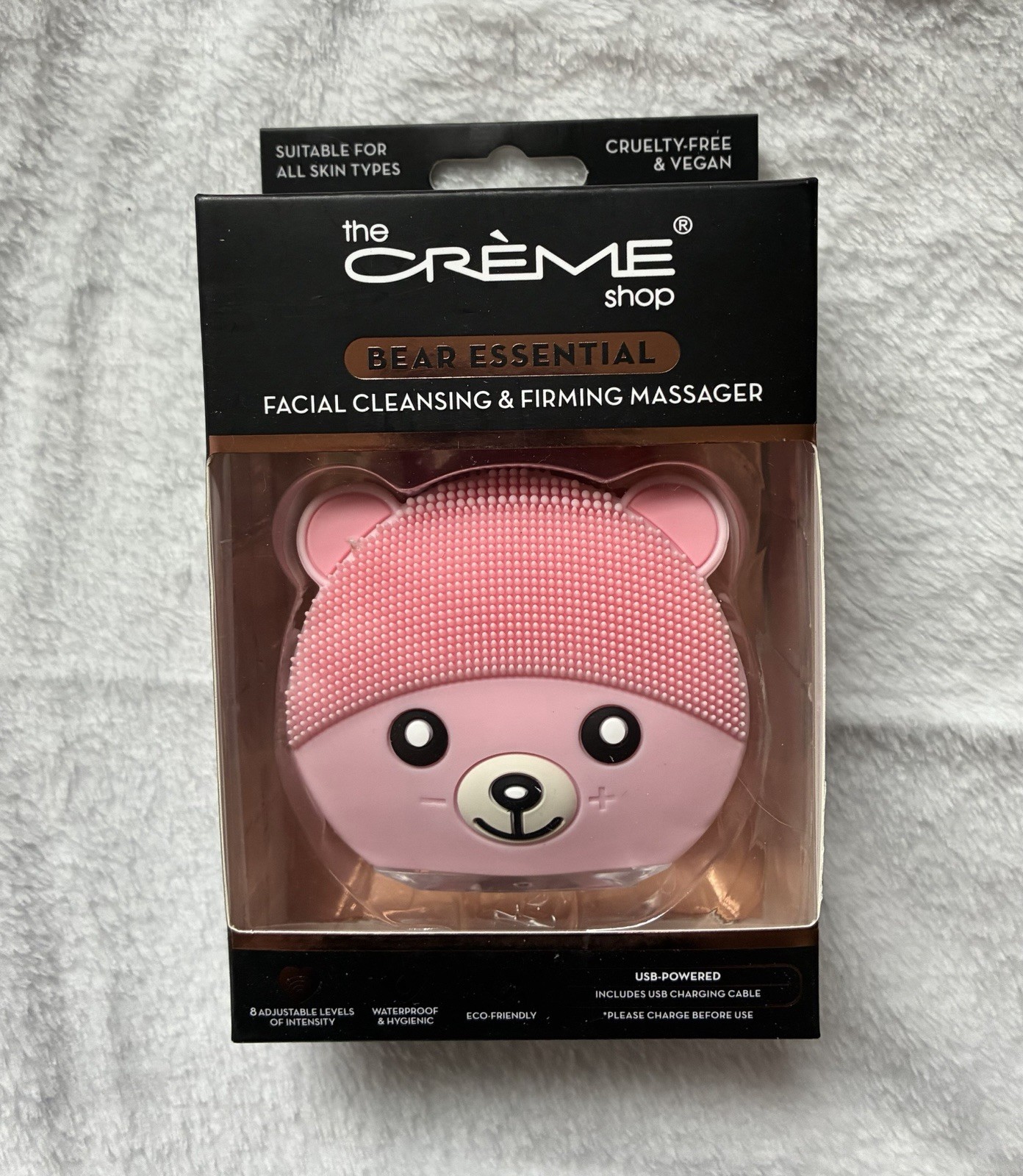 The Creme Shop Bear Essential Facial Cleansing Massager Pink USB 8 Levels