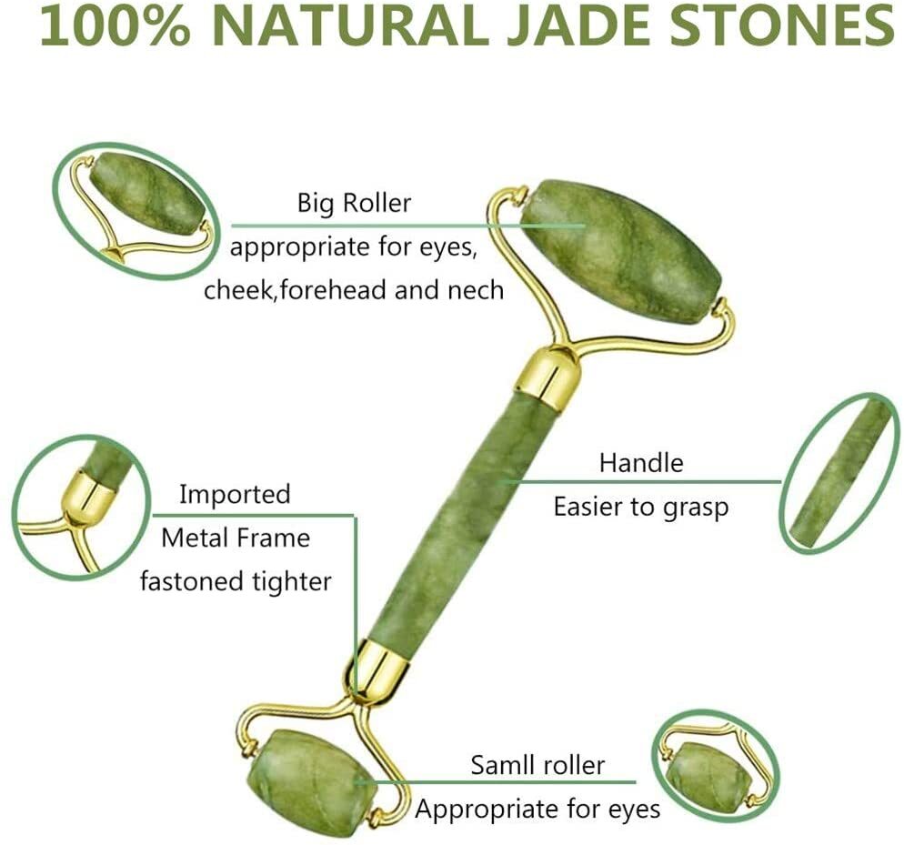 Jade Roller for Face pack of 3 Real Jade Natural Anti-Aging Face Roller for Eye
