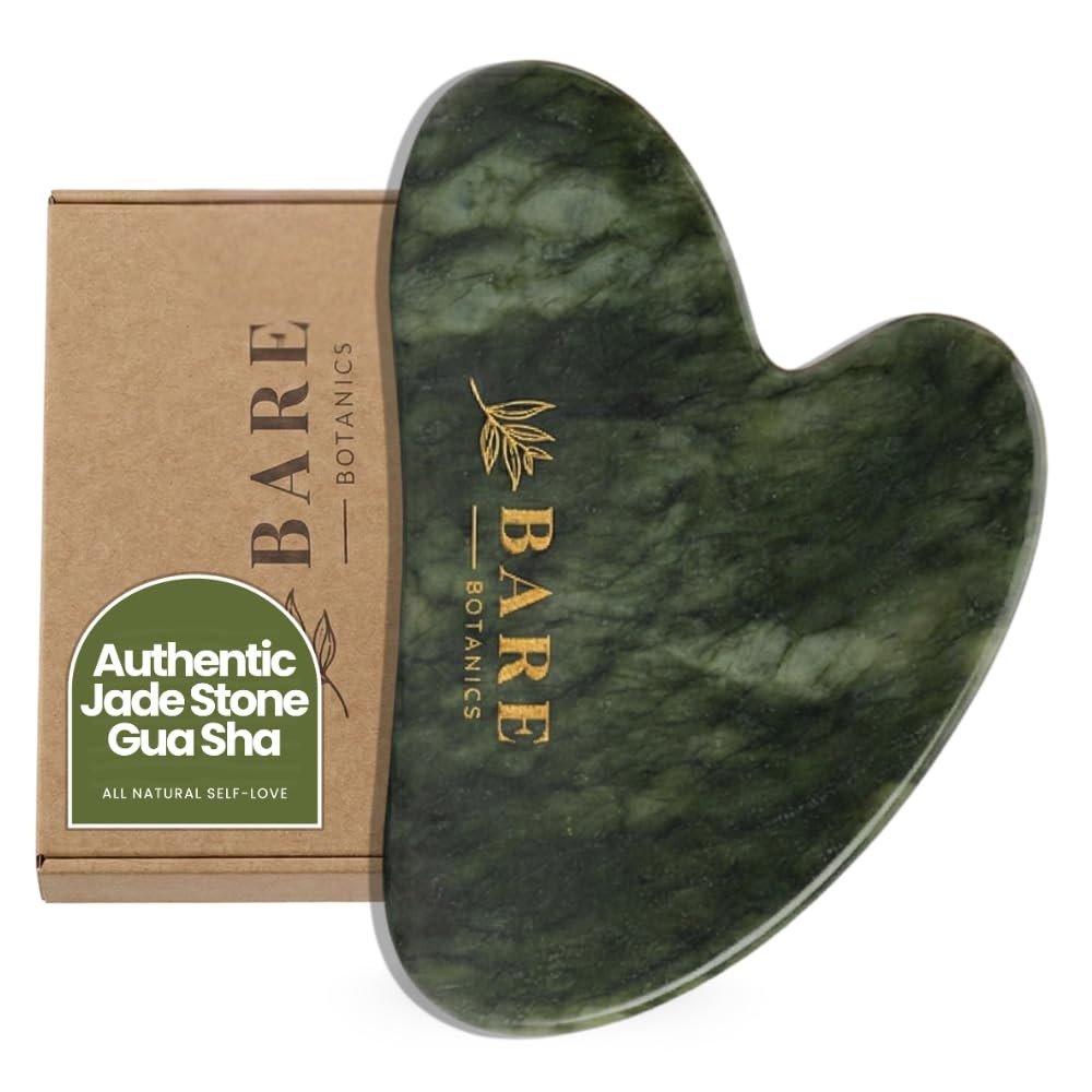 BARE BOTANICS Jade Gua Sha Facial Tool | Authentic Stone sha,