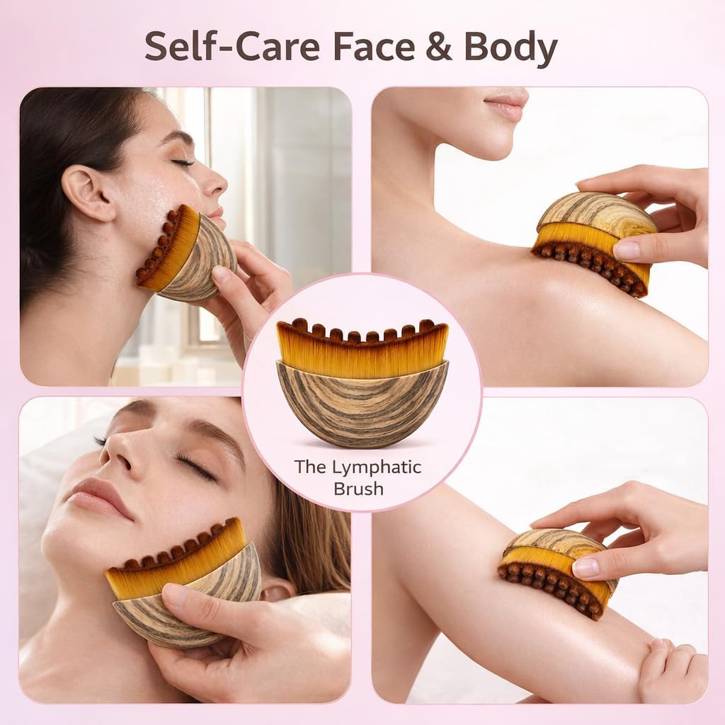 Lymphatic Face Brush for Jawline Sculpting, Facial Massage Brush with Soft Natur