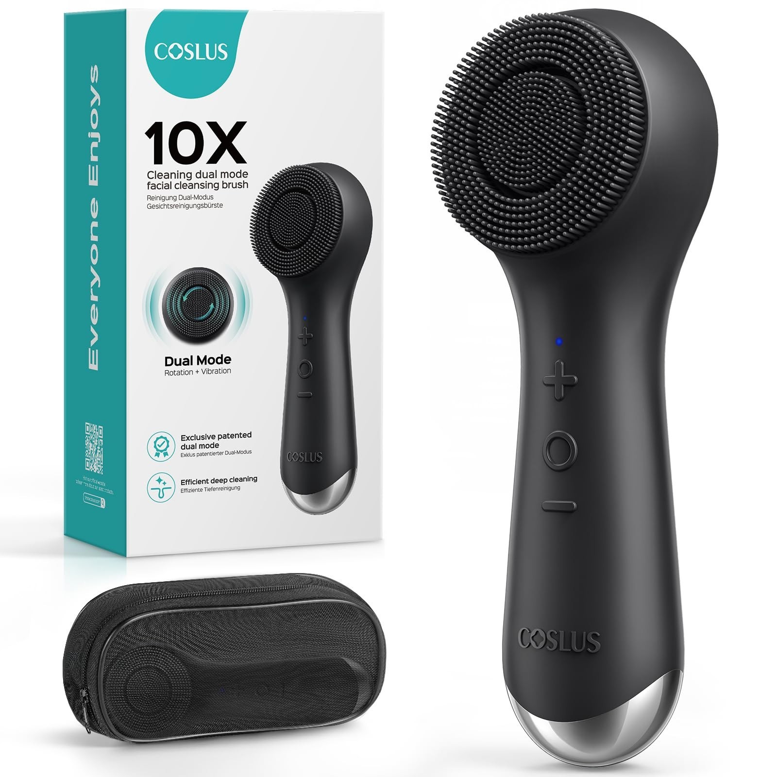 2-in-1 Silicone Facial Cleansing Brush – Electric Exfoliator with Spin & Vibrati
