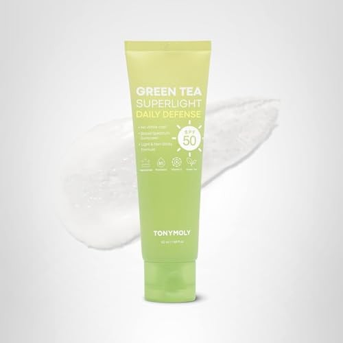 TONYMOLY Green Tea Korean Sunscreen SPF 50 – 1.69 Fl Oz (Pack of 1), White