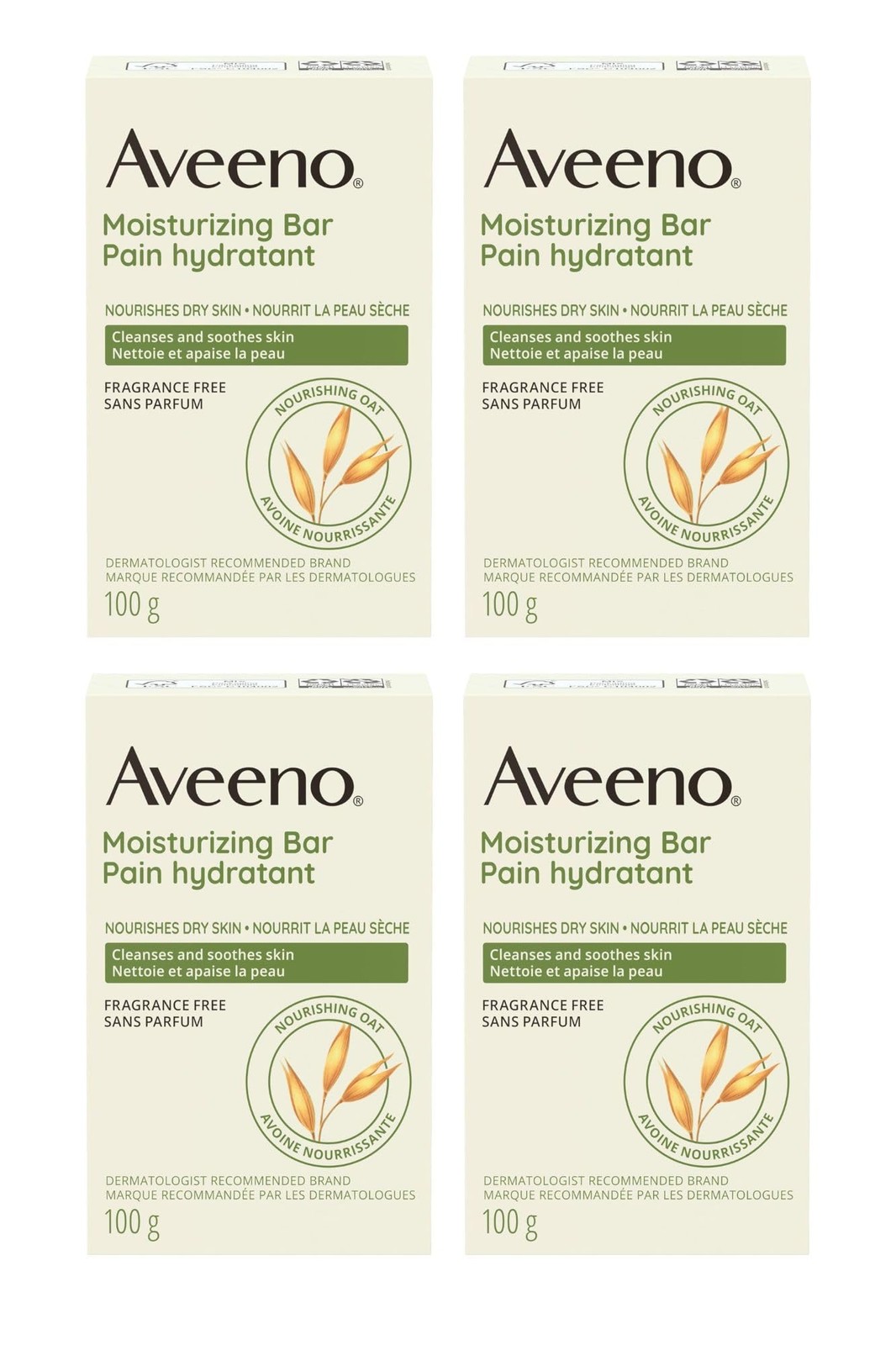 Aveeno Gentle Moisturizing Bar Facial Cleanser 3.5 Ounce (Pack of 4), Brown