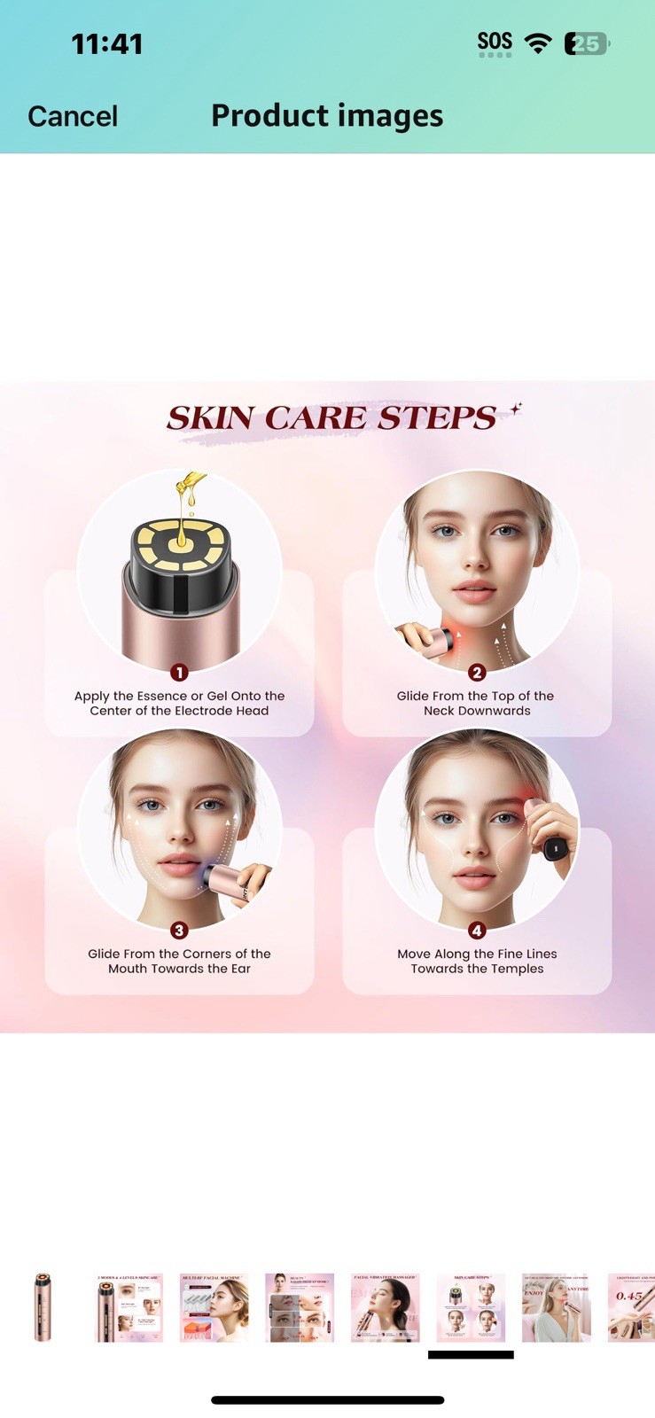 Inteo Microcurrent Facial Device Red Light Therapy Face Neck 3 Modes