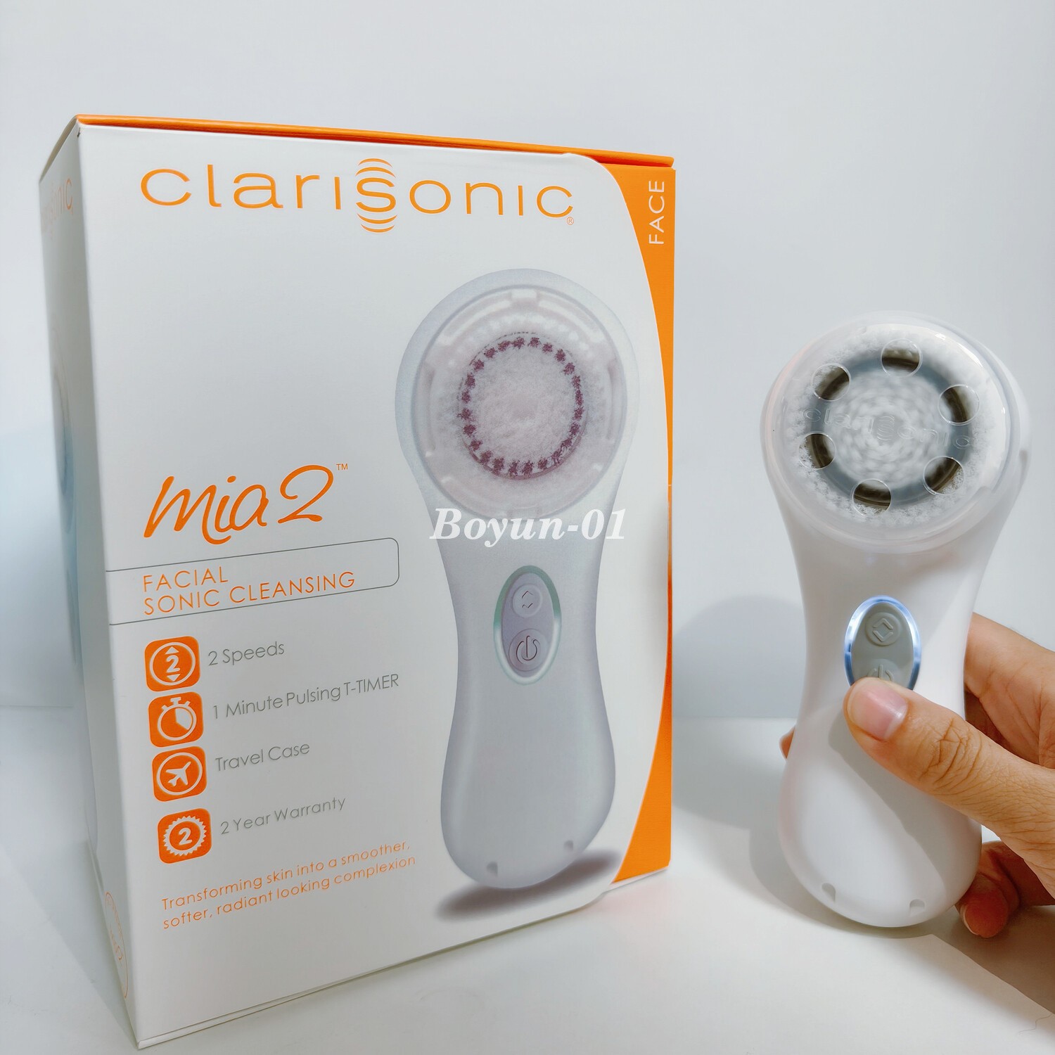 Clarisonic Mia 2 Sonic Facial Skin Cleansing Brush System,2 Speeds (White)