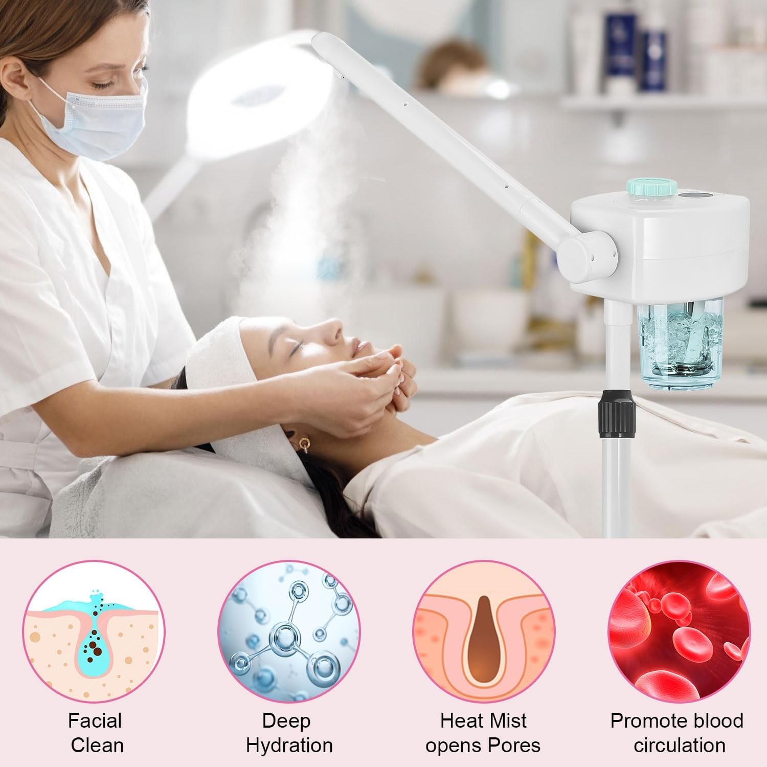 Beauty Salon Facial Steamer Ionic Preheat Hot Mist Timer