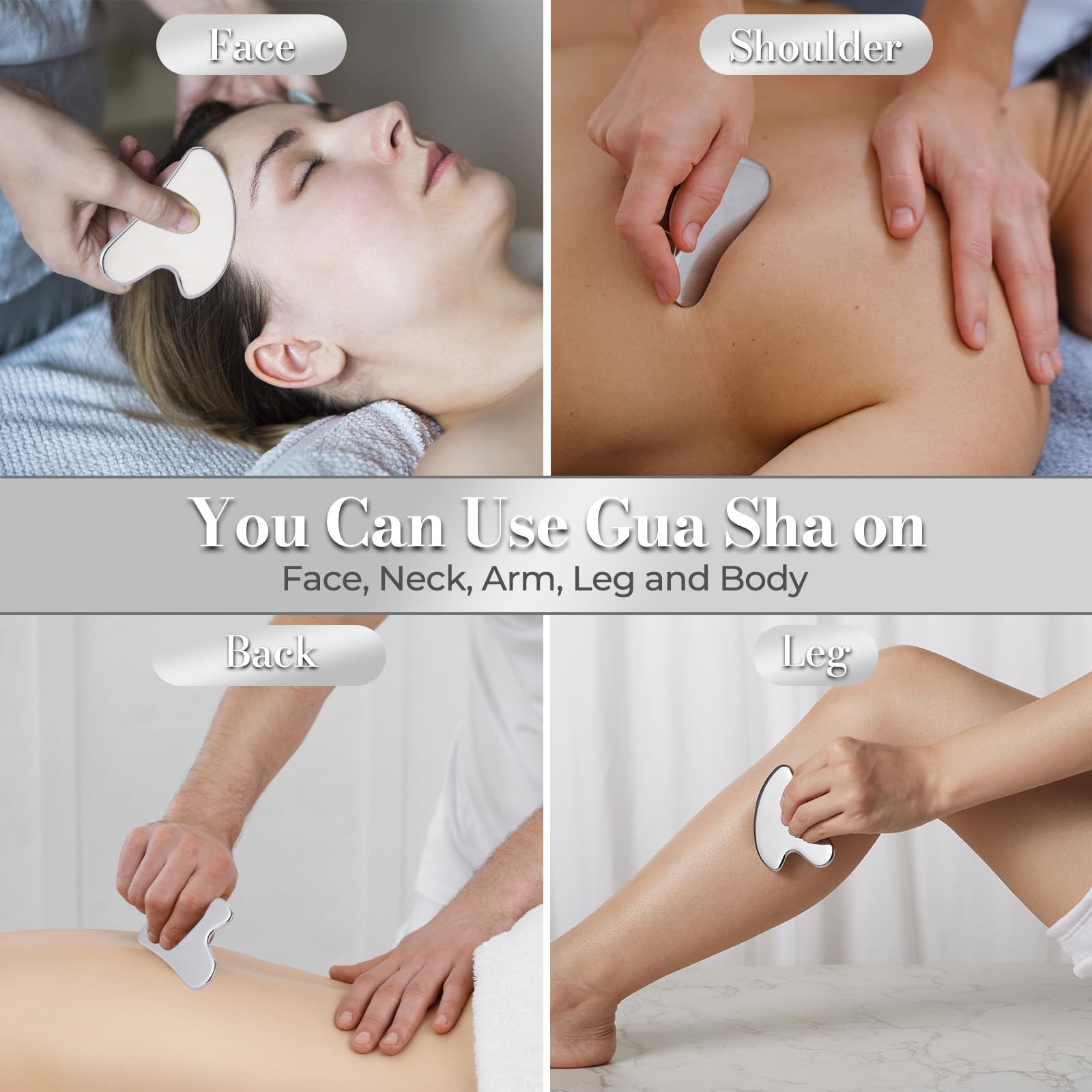 Gua Sha Facial Tools Metal Gua Sha for Face Body Jawline Shaper, Double Chin …