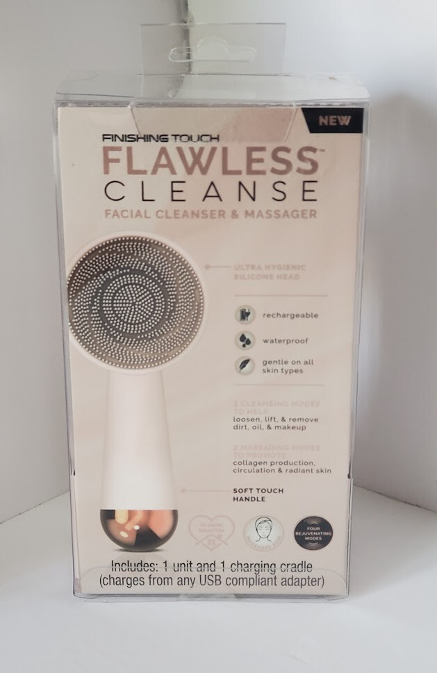 Finishing Touch Flawless Cleanse Facial Cleanser & Massager Rechargeable New