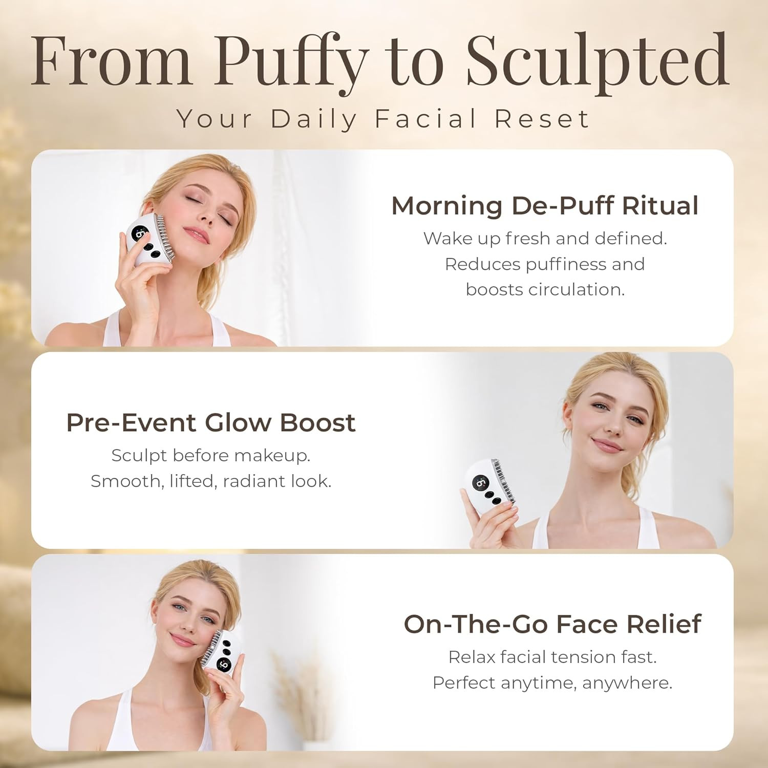Lúmeve Lymphatic Contour Face Brush – Facial Massager for Gua Sha, Lymphatic Dra