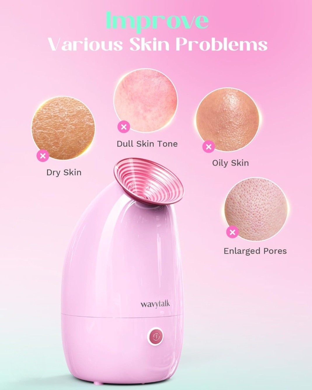 Wavytalk Facial Steamer Nano Ionic, Face Steamer for Deep Cleaning Unclogs Pores