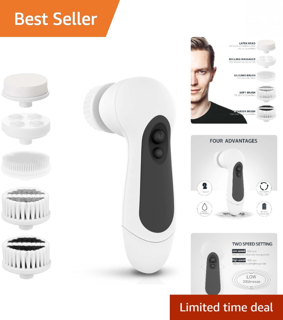 Waterproof Facial Cleansing Brush Set with 5 Exfoliating Heads for Radiant Skin