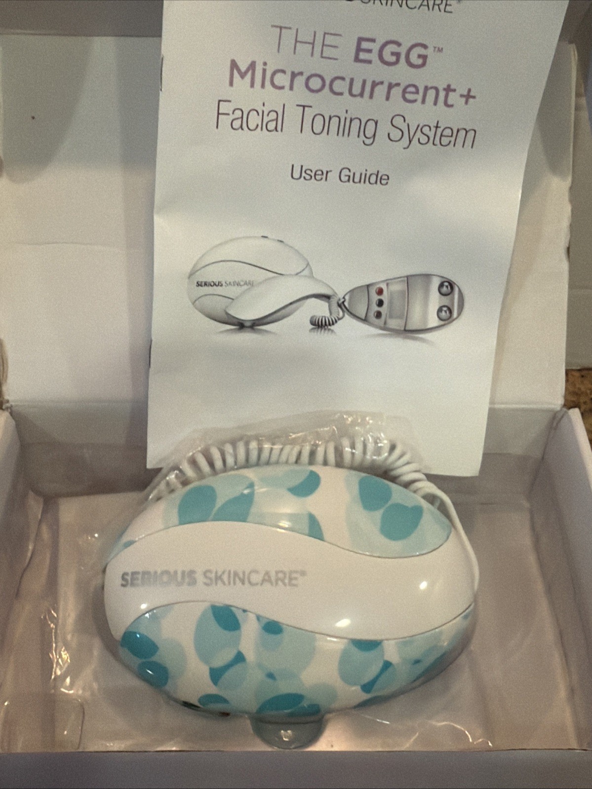 Skincare The EGG Microcurrent Facial Toning Firming System Blue Geo Design