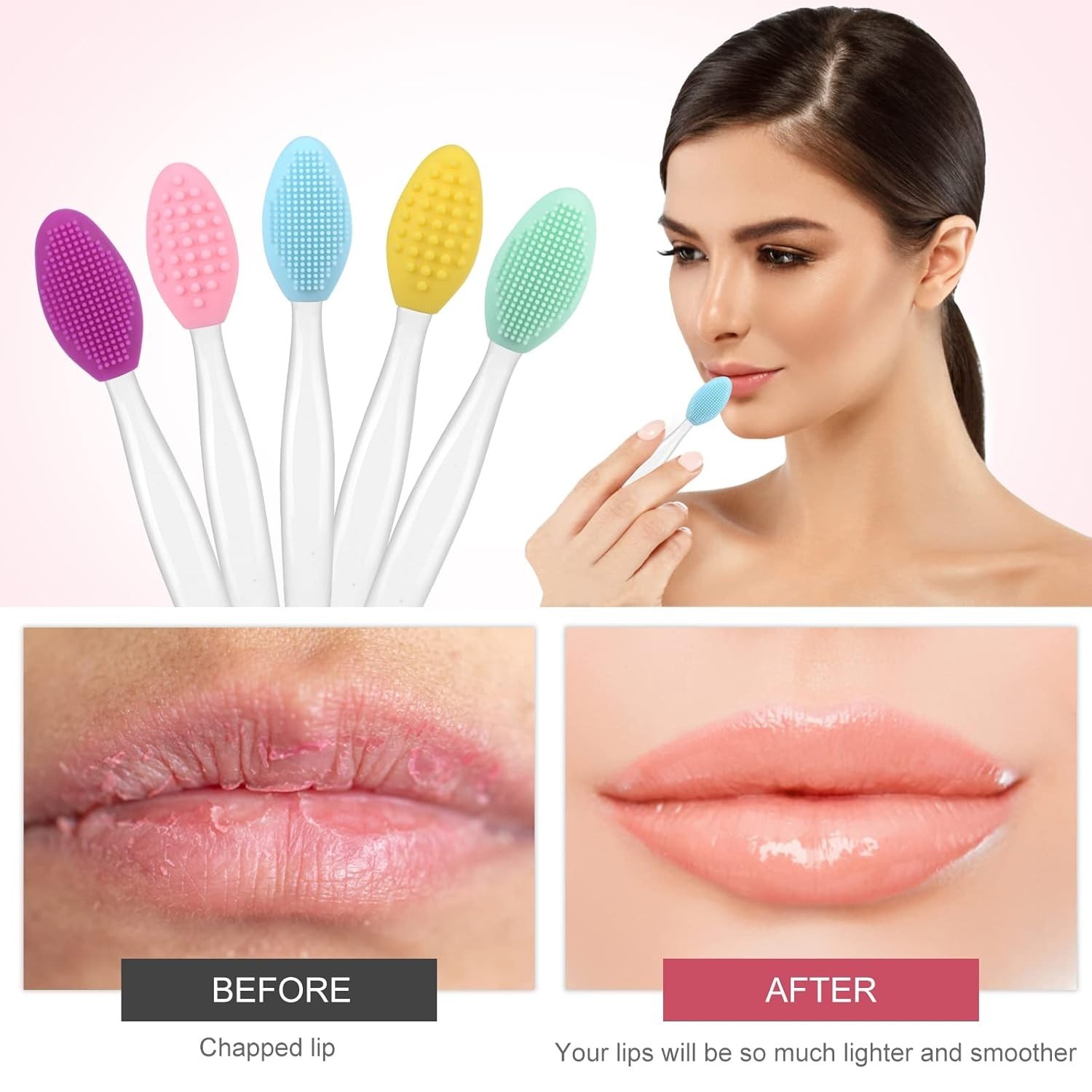 5-Piece Silicone Facial Cleansing Brush Set for Exquisite Lip Care & Exfoliation