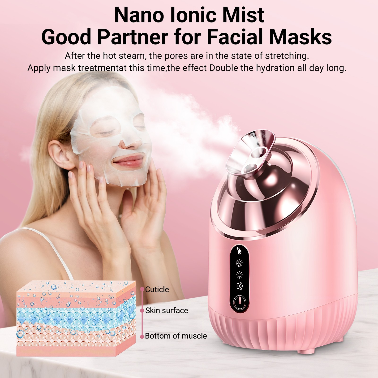 Facial Steamer Hot and Cold Nozzle Beauty for Deep Cleansing Salon Spa Skin Care