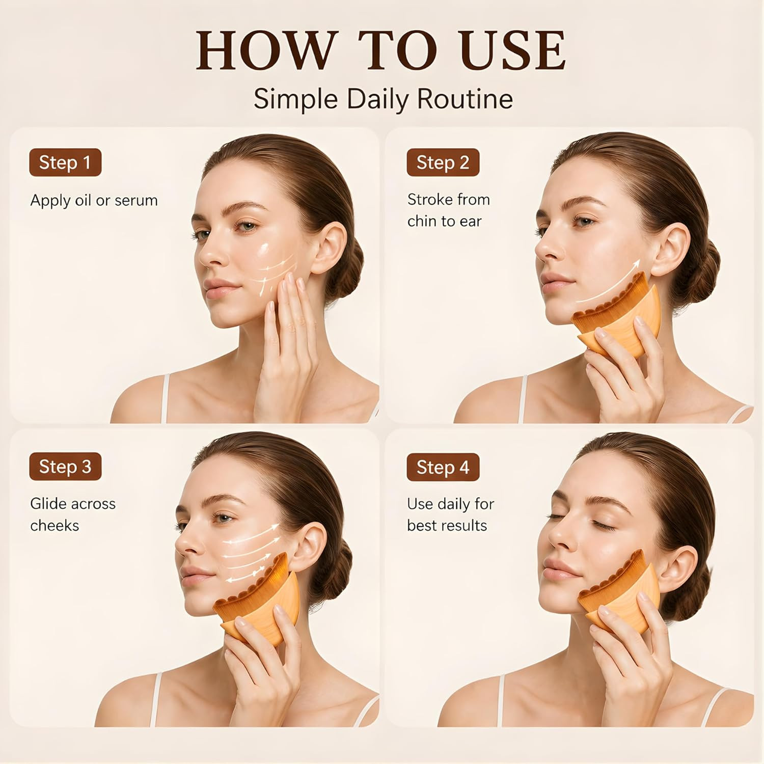 Lymphatic Contour Face Brush with Soft Synthetic Bristles, Lymphatic Drainage Ma