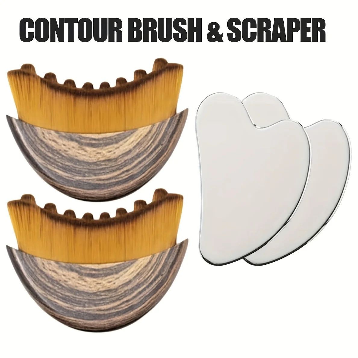 Lymphatic Contour Face Brush & Gua Sha Scraper Set Facial Massage Tool Sculpting