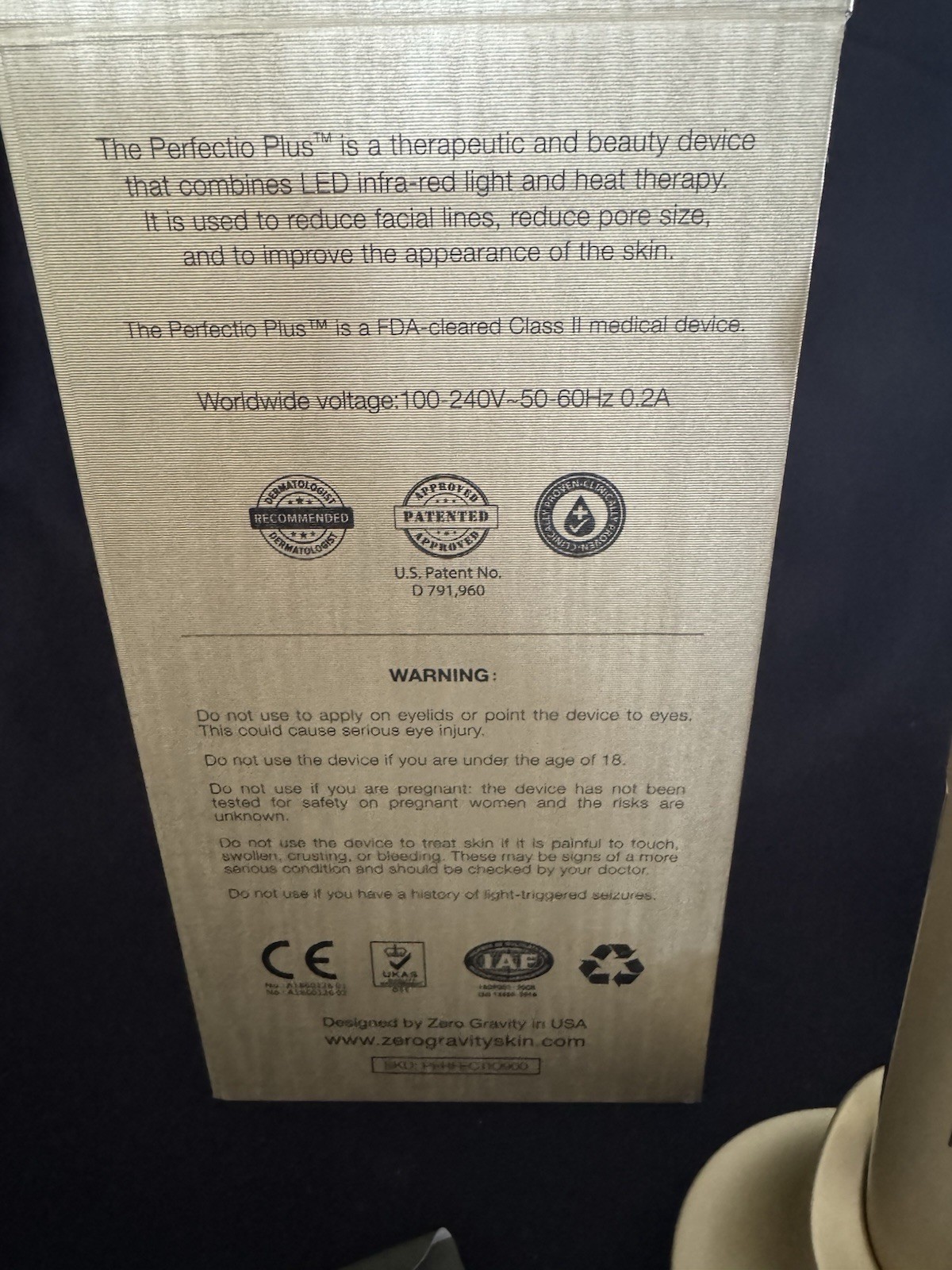 Perfectio Plus Gold Limited Edition AntiAgeing Infrared LED Zero Gravity