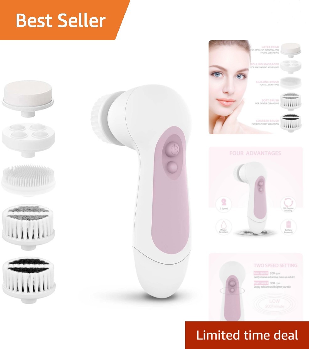 Gentle Exfoliating Facial Cleansing Brush – Battery Operated w/ 5 Attachments