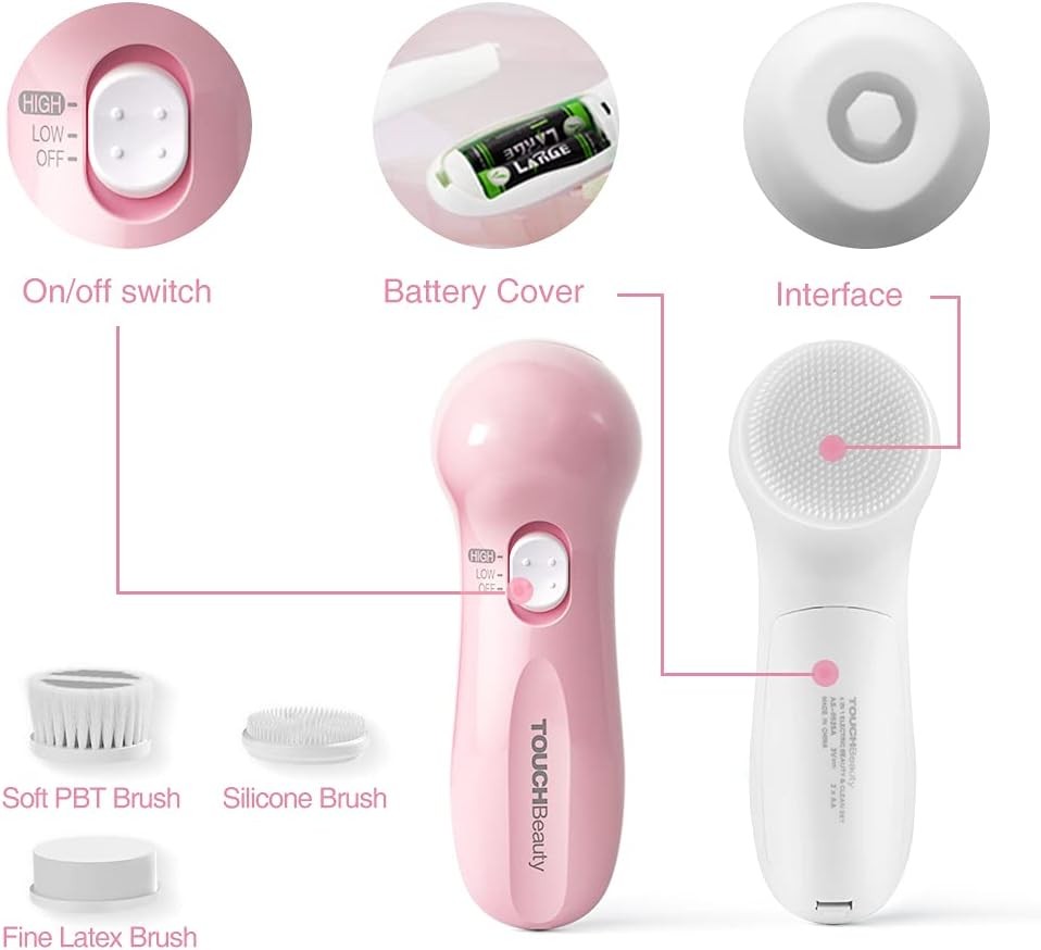 Electric Facial Cleansing Brush for Women, 3-in-1 Face Cleanser and Exfoliator B