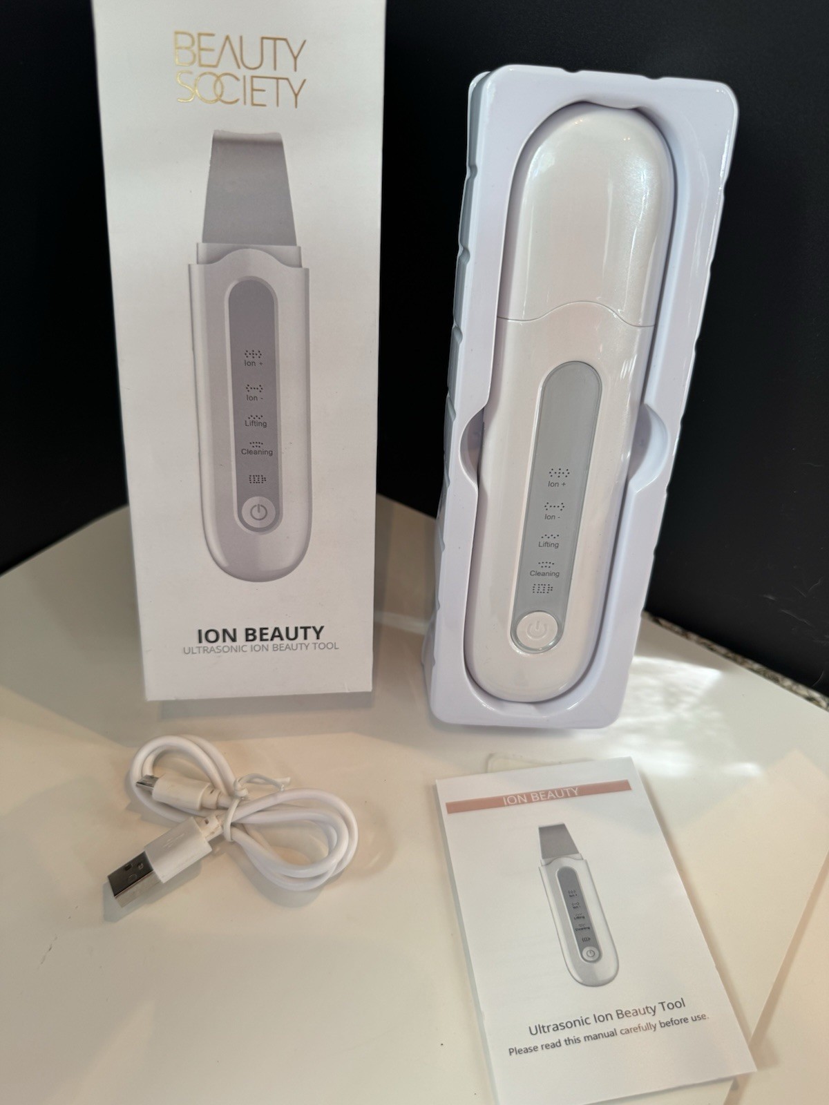 Beauty Society Ion Beauty Ultrasonic Ion Tool, Deep Cleansing, White