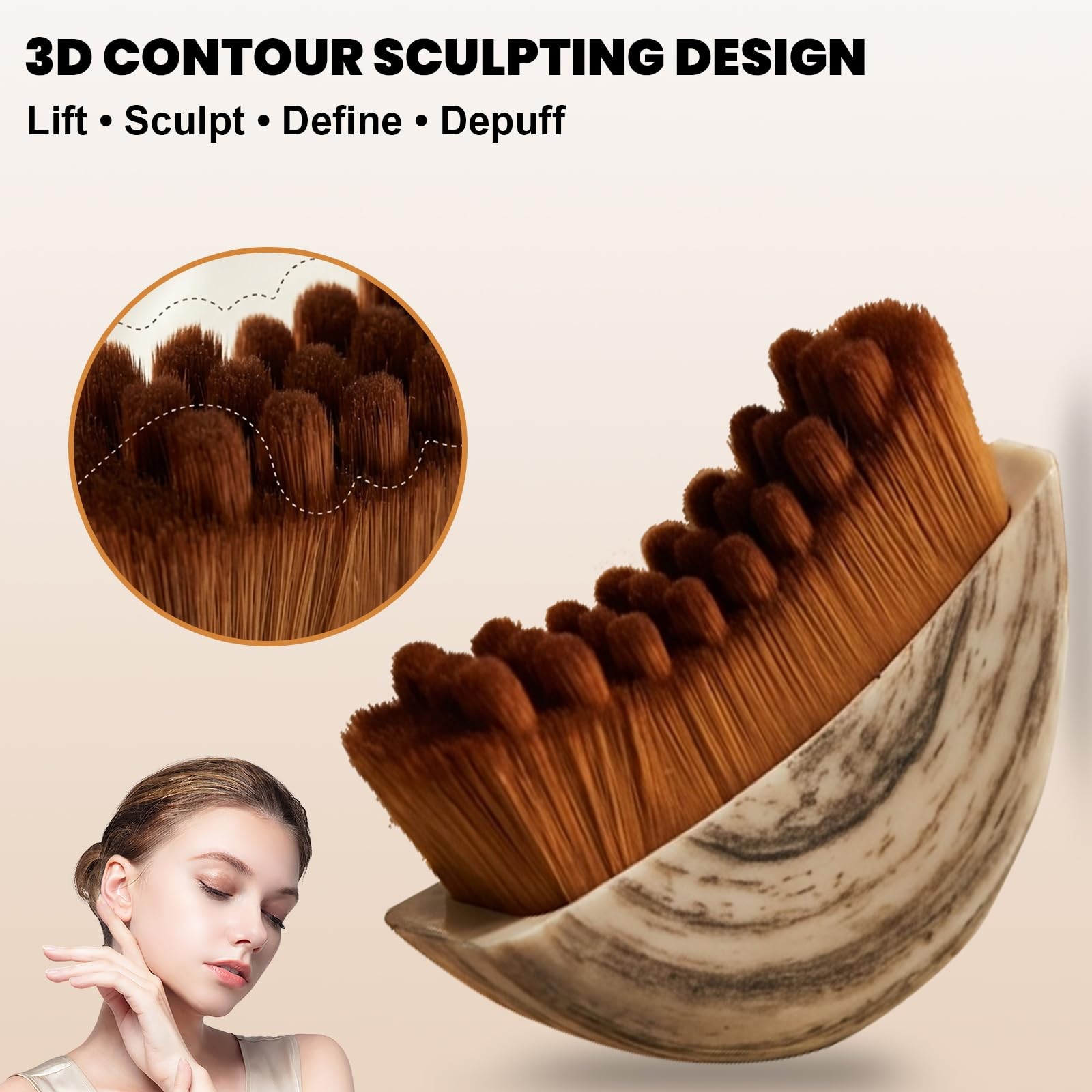 Lymphatic Contour Face Brush for Sculpting – Manual Facial Brown and Gold