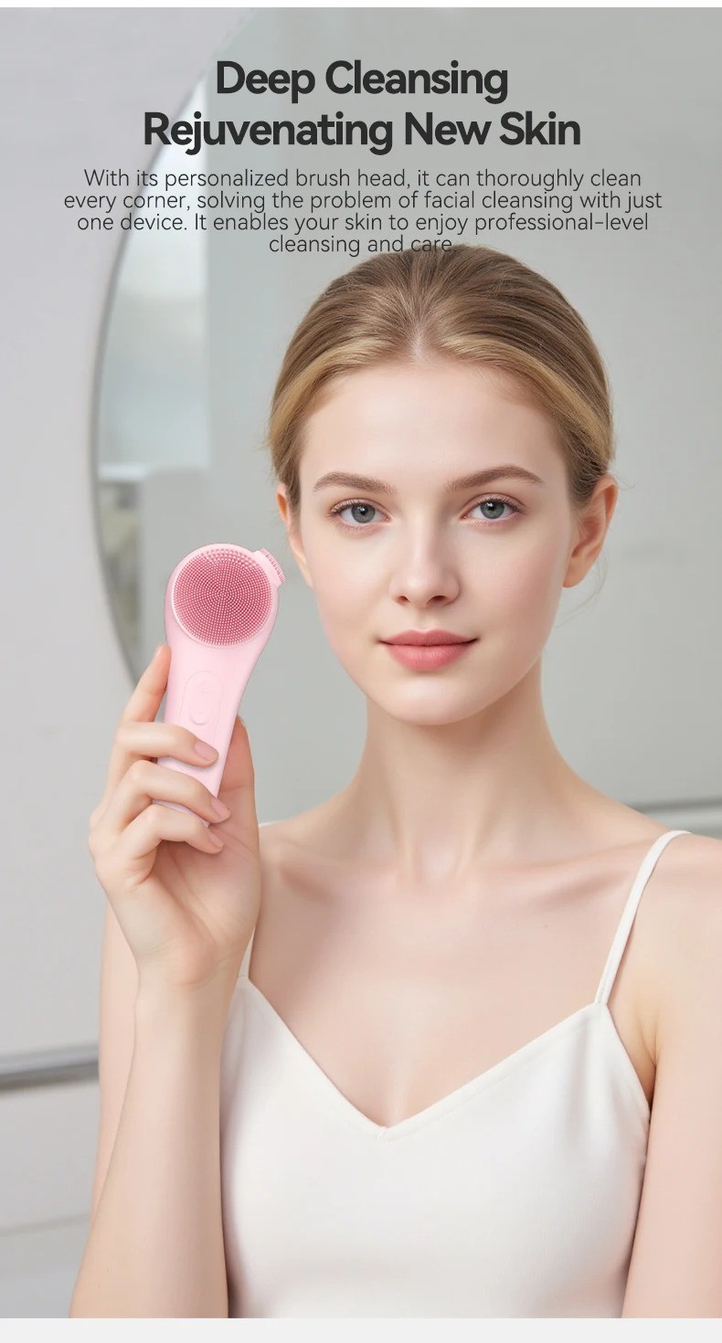 Electric Facial Cleansing Brush Waterproof Face Scrubber with 5 Brush Heads