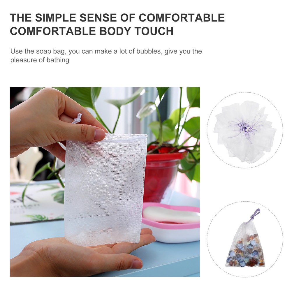 40 Pcs Soap Foaming Net Mesh Bag Facial Cleanser Hanging For Bathing