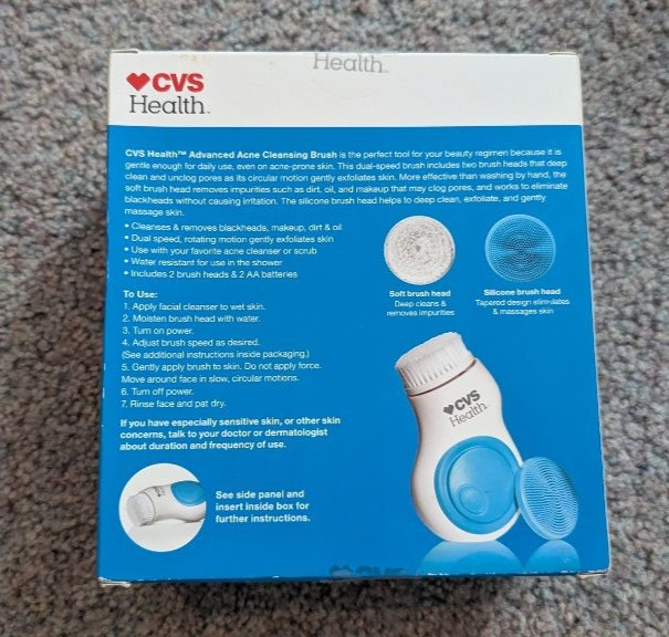CVS Health Advanced Acne Cleansing Brush Dual Speed Facial Cleaner 2 Heads NEW