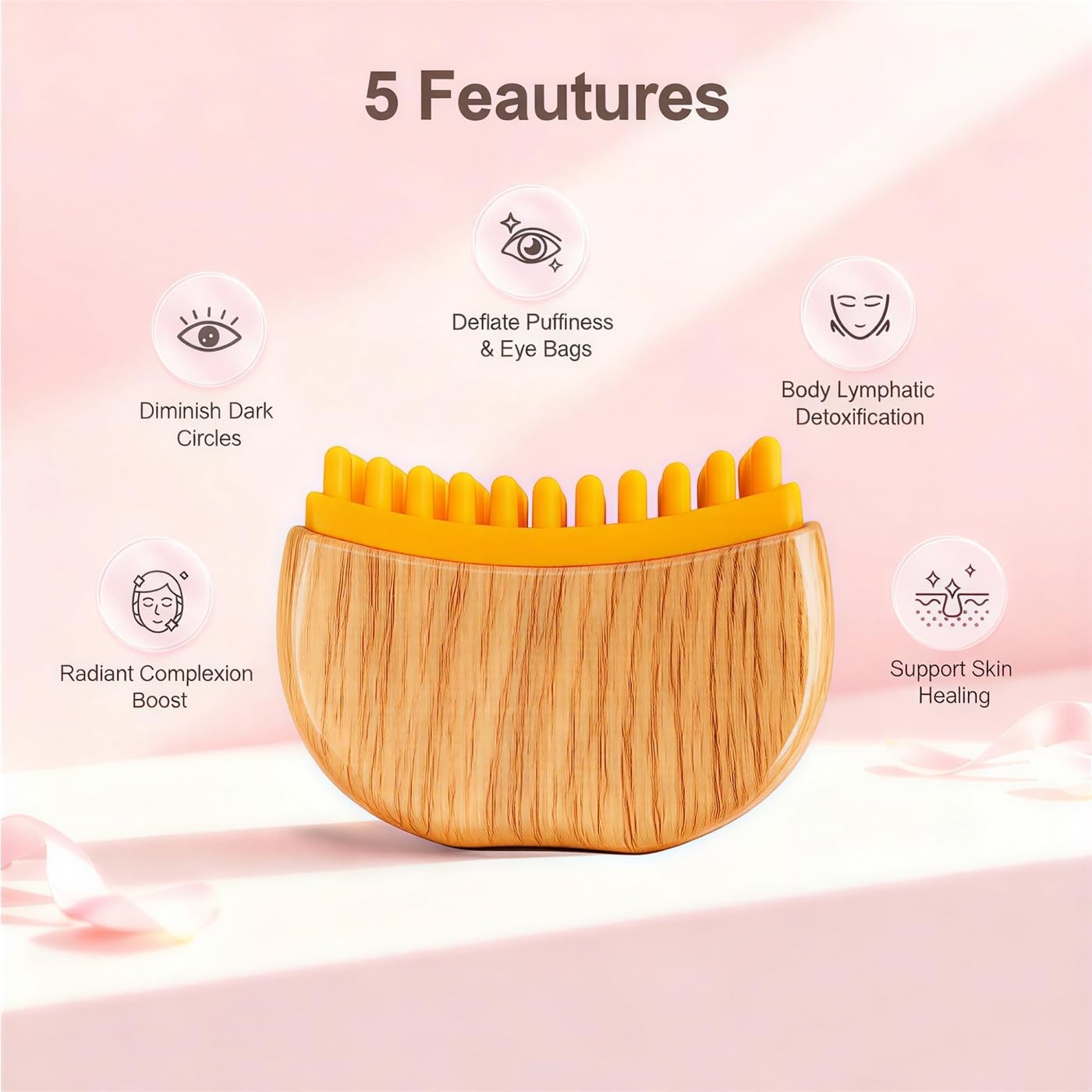 Lymphatic Drainage Face Brush & Massager – Guasha Tool for Puffiness Relief