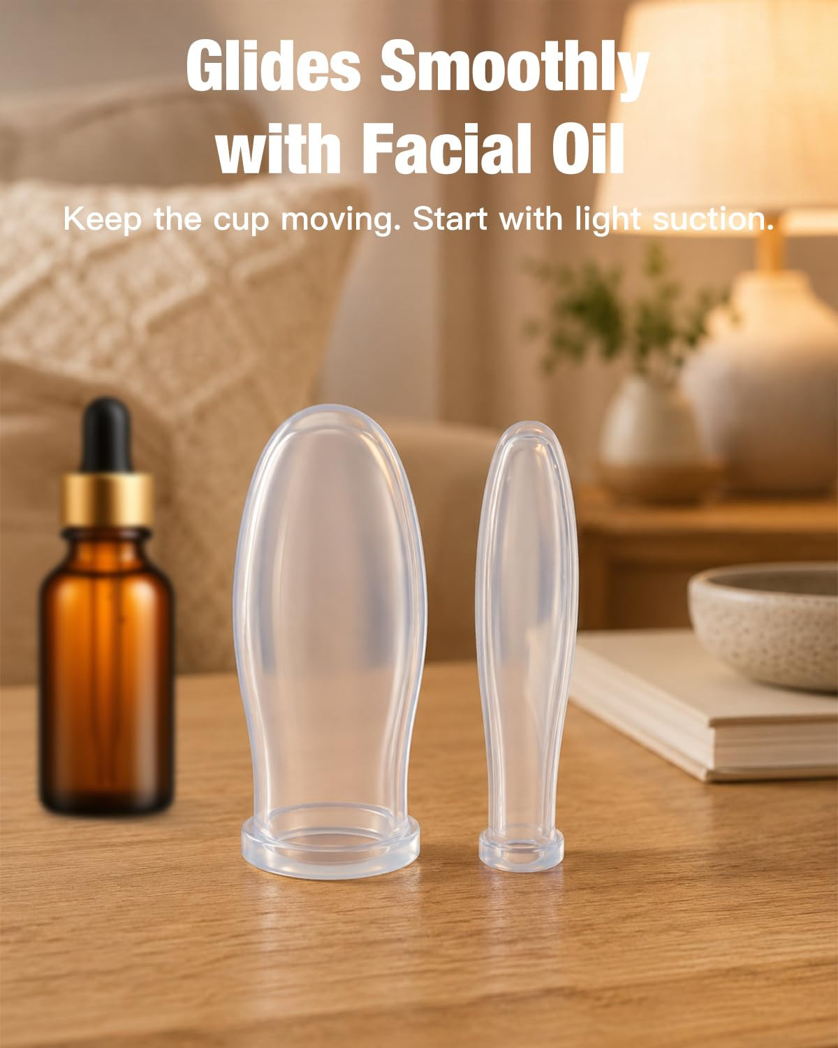 Facial Cupping Set for Face, 4 Clear Silicone Facial Cups, Face Cupping Tool wit