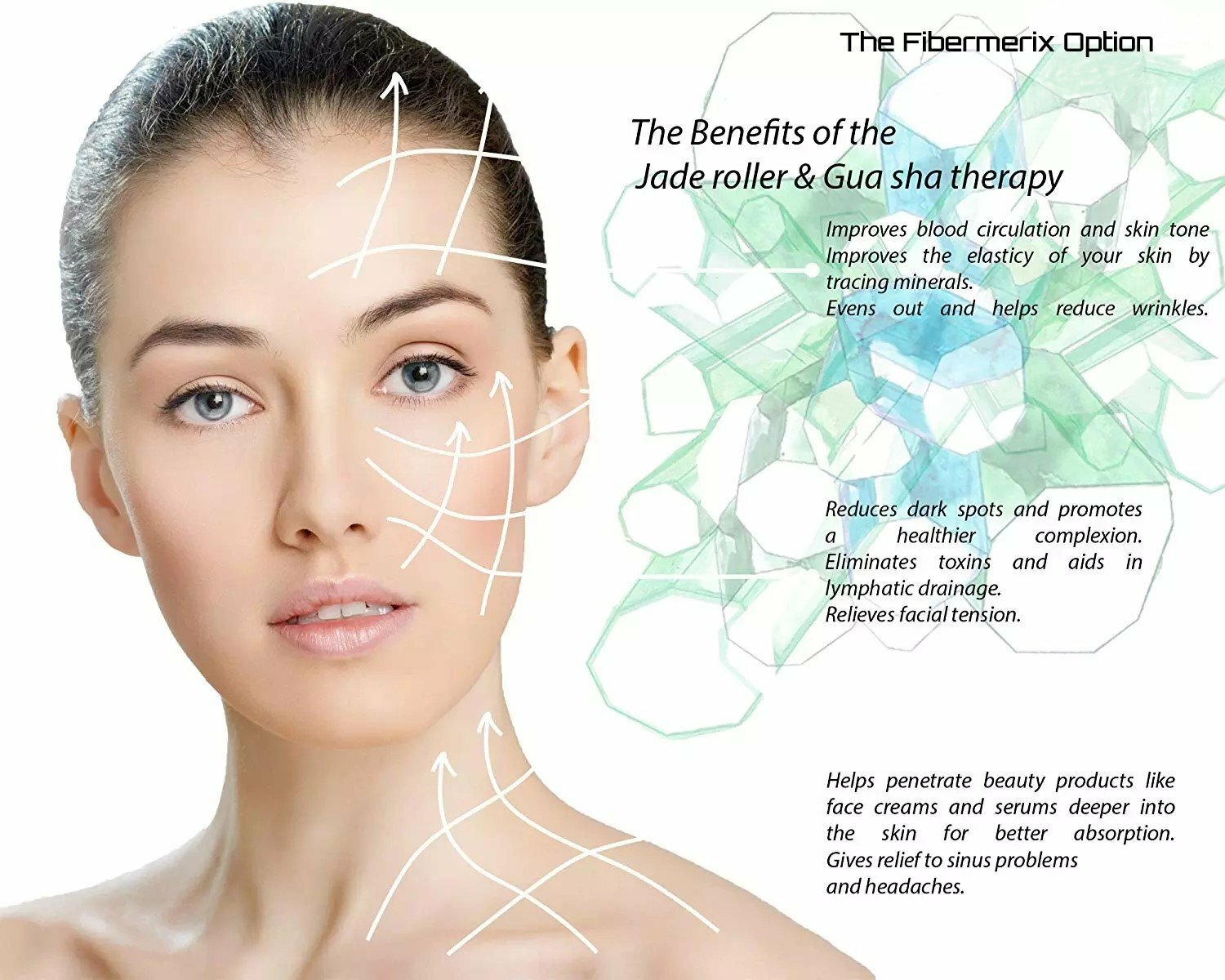 Fibermerix Brand Anti-Aging Facial Jade Roller Massage Tool. 100% Natural Jade S