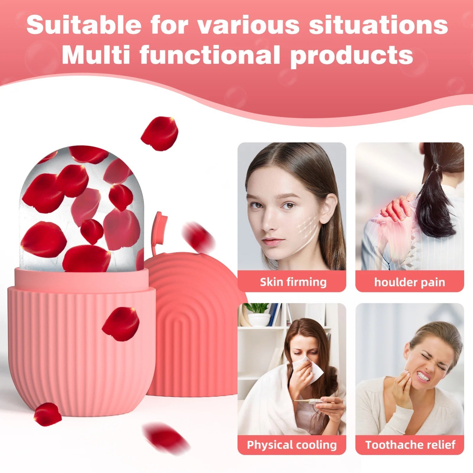 Silicone Face Ice Roller Mold Reusable Facial Ice Cube Beauty Tool