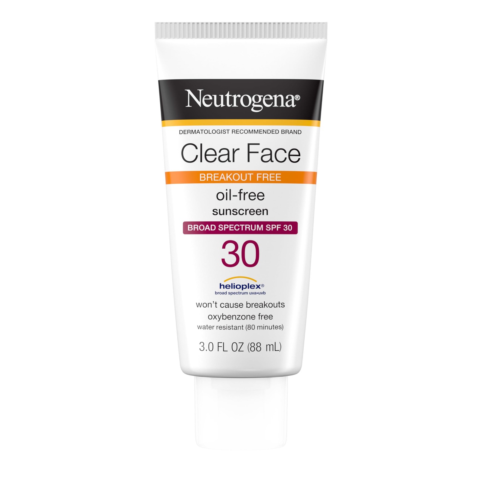 Neutrogena Clear Face Sunscreen for Acne-Prone 3 Fl Oz (Pack of 1), WHITE