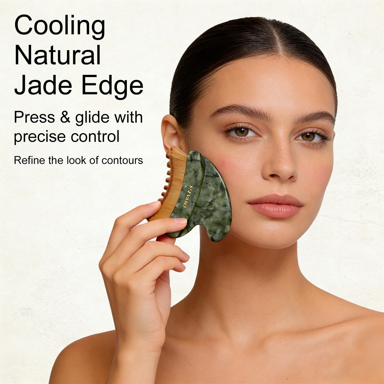 Dual-Ended Lymphatic Face Brush & Jade Gua Sha Tool – Ultra-Soft Bristles for Dr