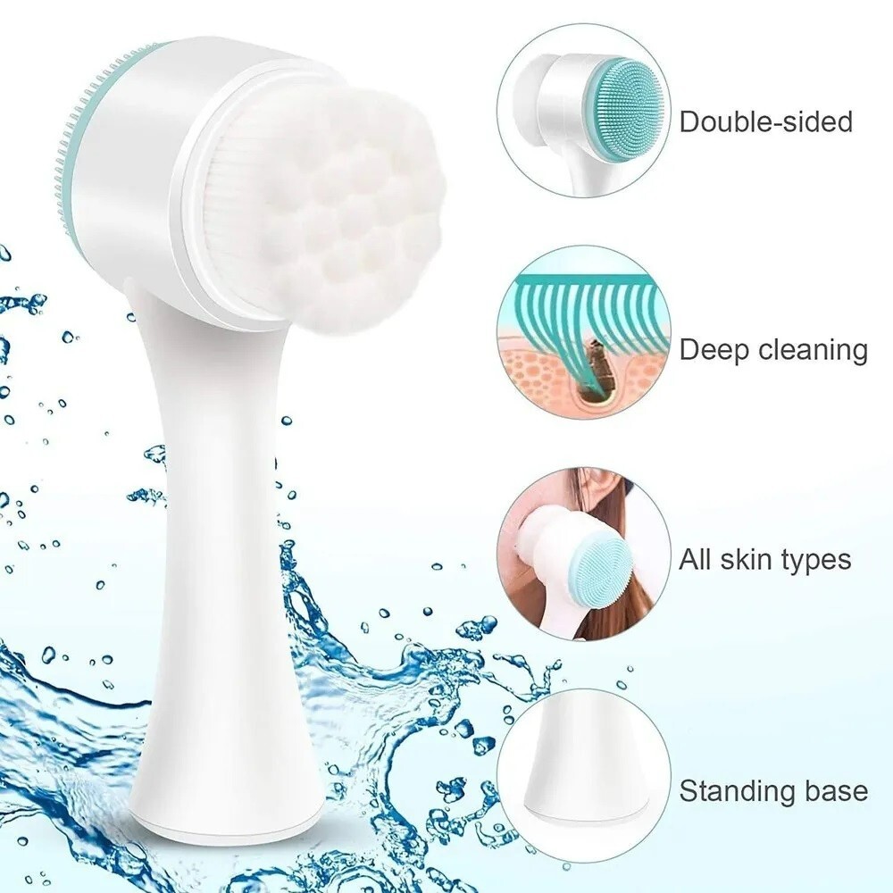 2 Blue of Facial Cleansing Brush Dual-Action for Sensitive, Delicate, Dry Skins
