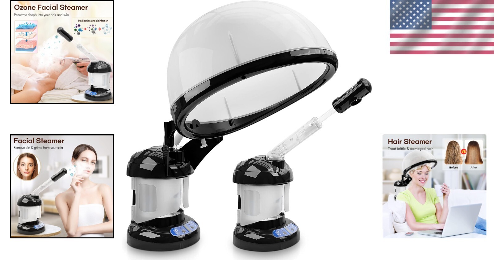 Professional Quality Black Hair and Facial Steamer – Compact & Portable