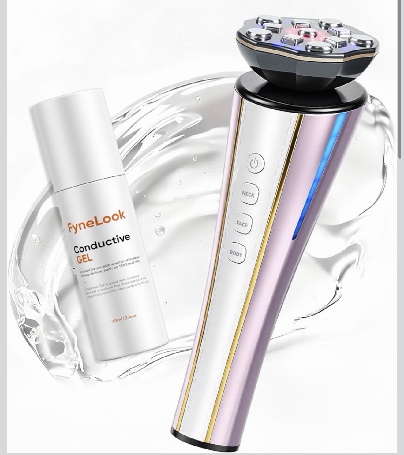 Microcurrent Facial Device 4-In-1 Beauty Device with Red Light Therapy and Blue