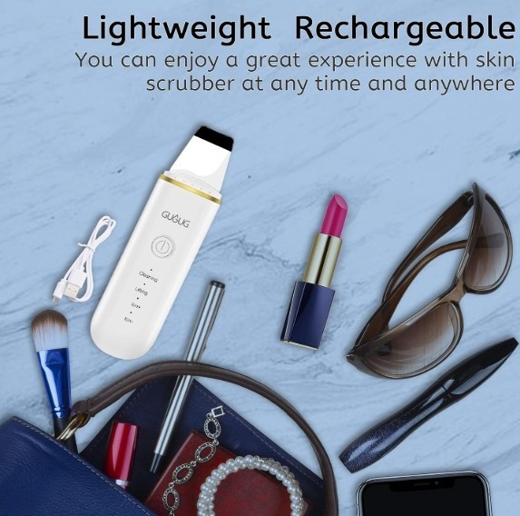White GUGUG rechargeable skin Scrubber, pore cleaner and blackhead remover.