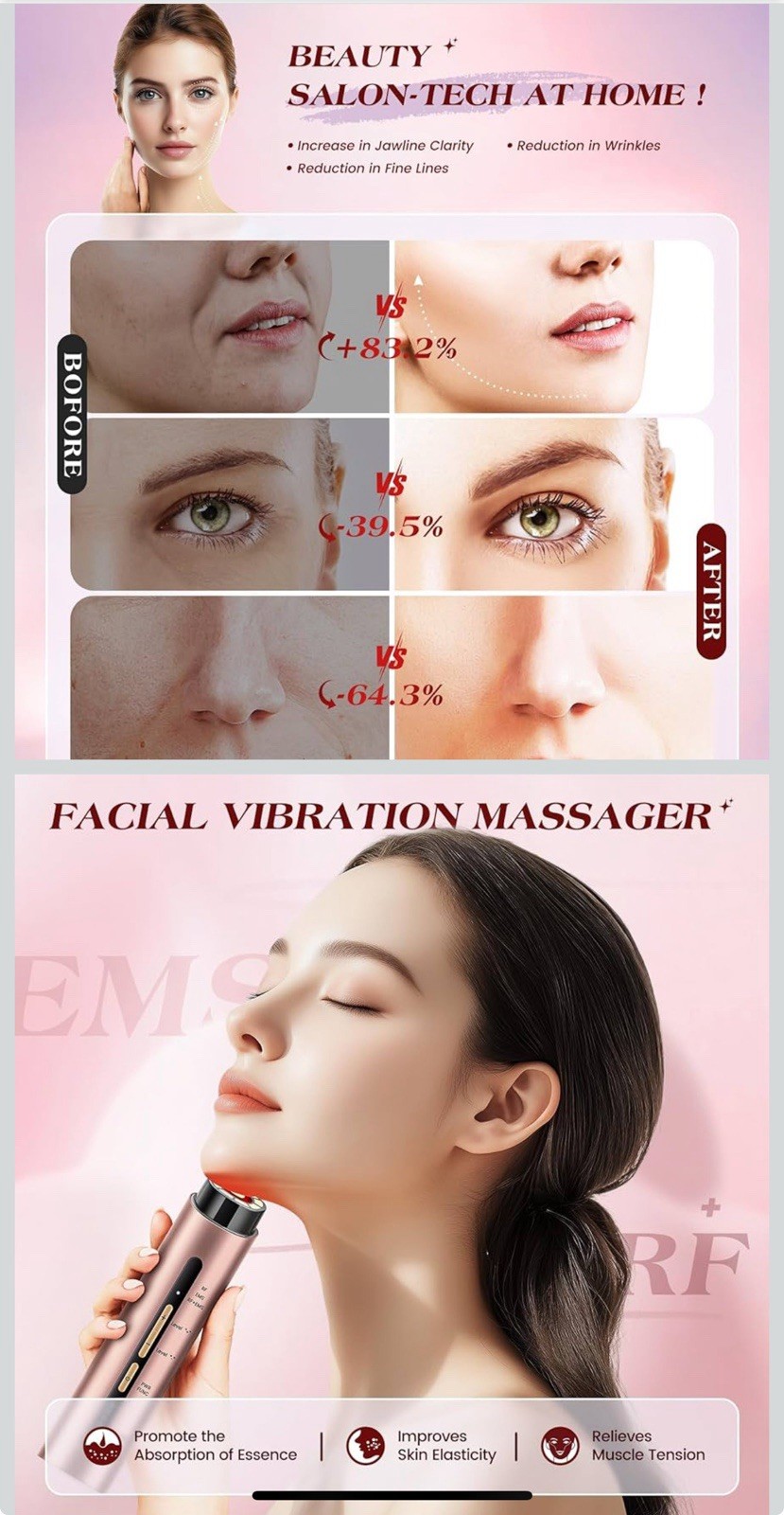 Inteo Microcurrent Facial Device, 3 Modes Of Red Light Therapy For Face, Neck