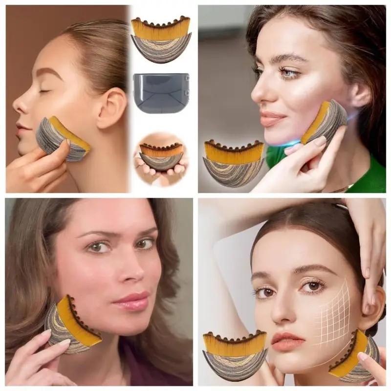 Lymphatic Contour Face Brush – Lymphatic Drainage Tool with Ergonomic Wooden Han