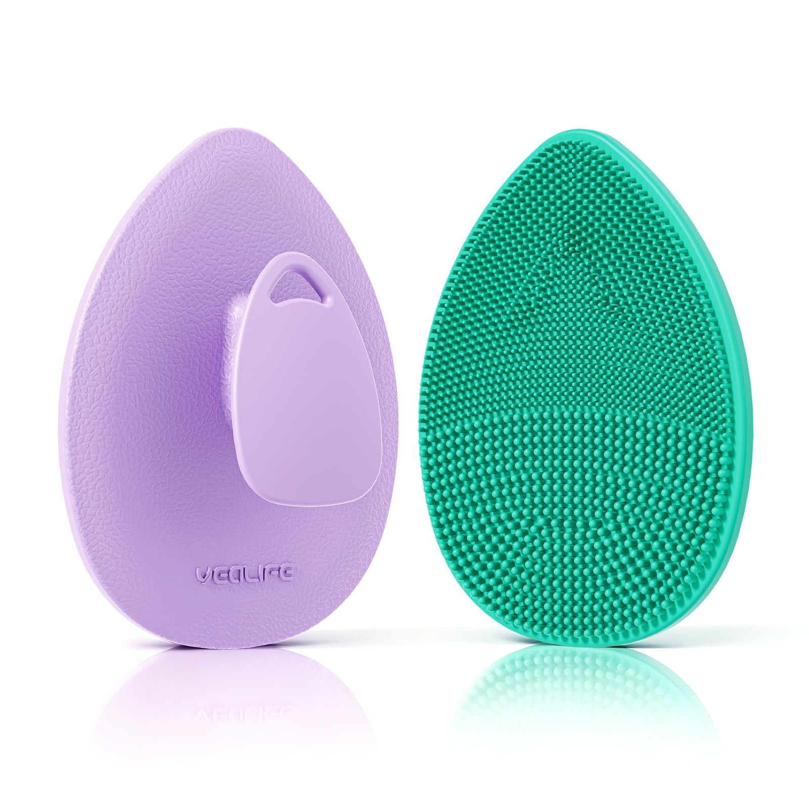 Silicone Face Scrubber 2 Pack, Manual Facial Cleansing Brush Lavender & Teal