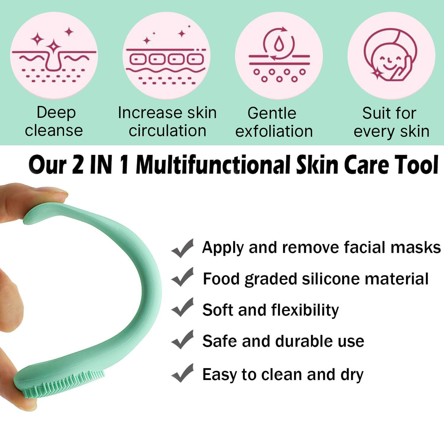 Facial Cleansing Brush,Pore Cleaning Brush Silicone for Skincare Blue