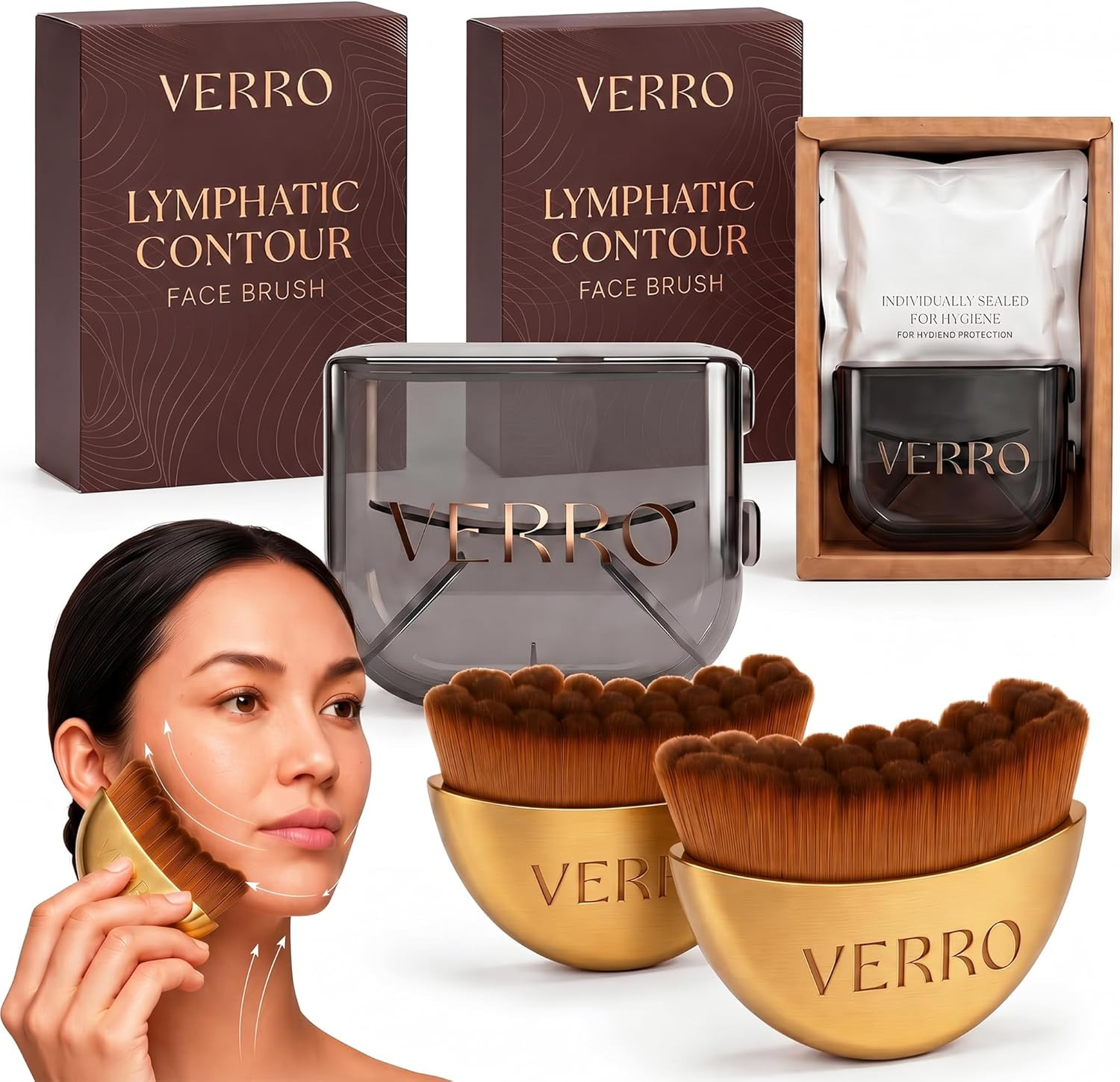 Lymphatic Face Brush Set (2 Pack) – Facial Dry Brush for Face Sculpting, Lymphat