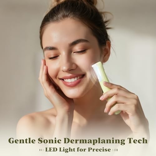 Rechargeable Dermaplaning Tool with LED Light, 3 Speeds, Facial Exfoliation & Ha