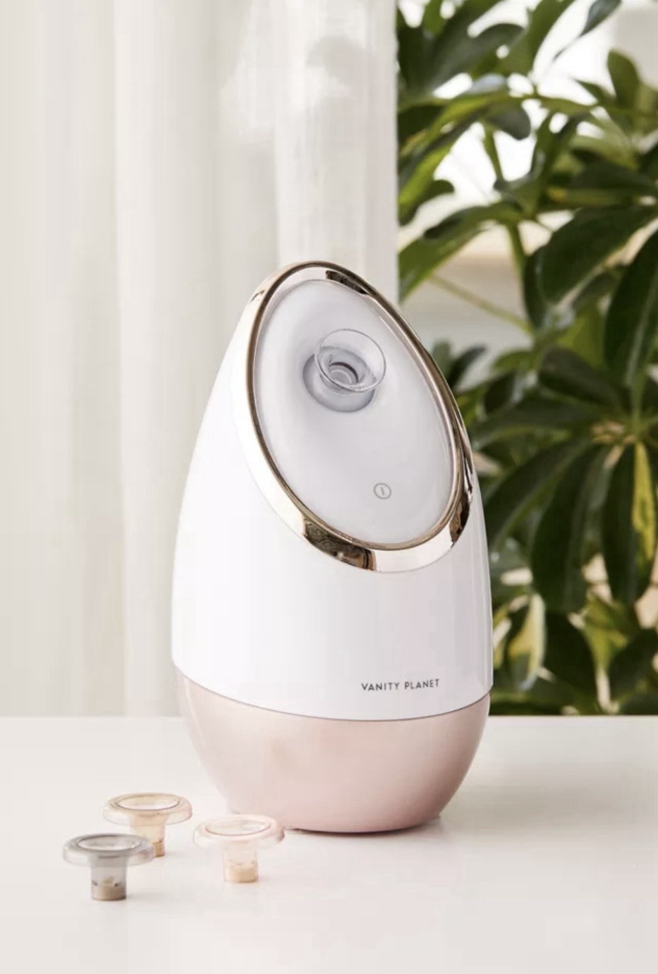 New Vanity Planet Aira Ionic Electric Facial Steamer Rose Gold w/ 3 Oil Baskets