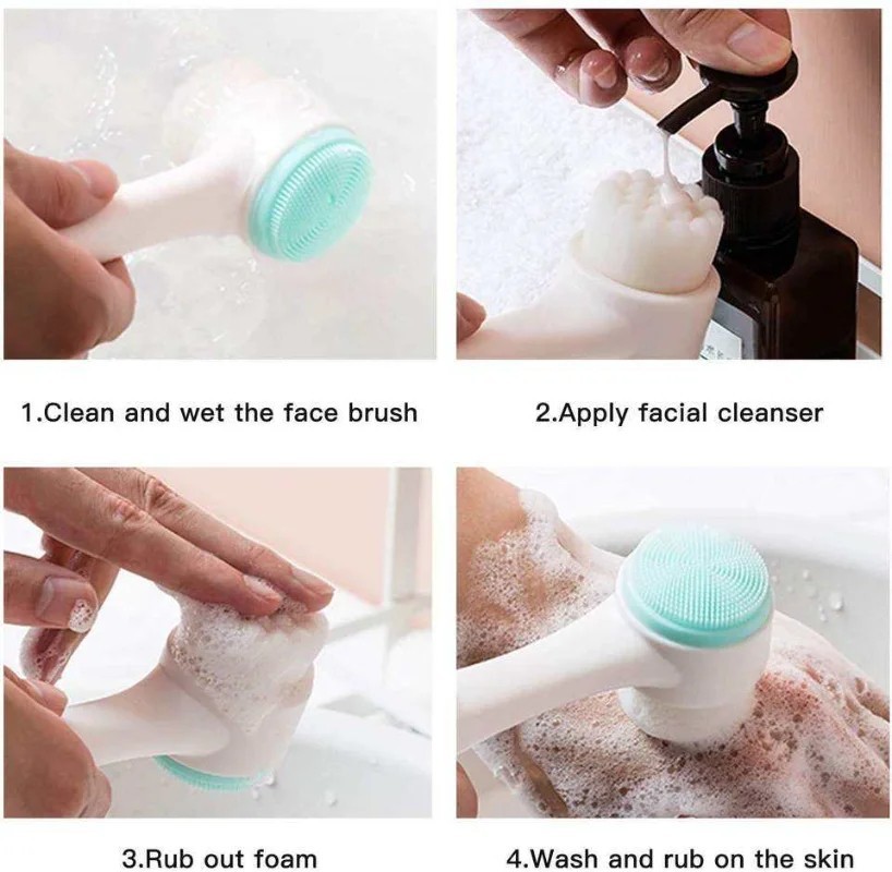 3D DOUBLE-SIDED SILICONE FACIAL CLEANSING BRUSH – SOFT EXFOLIATING FACE SCRUBBER