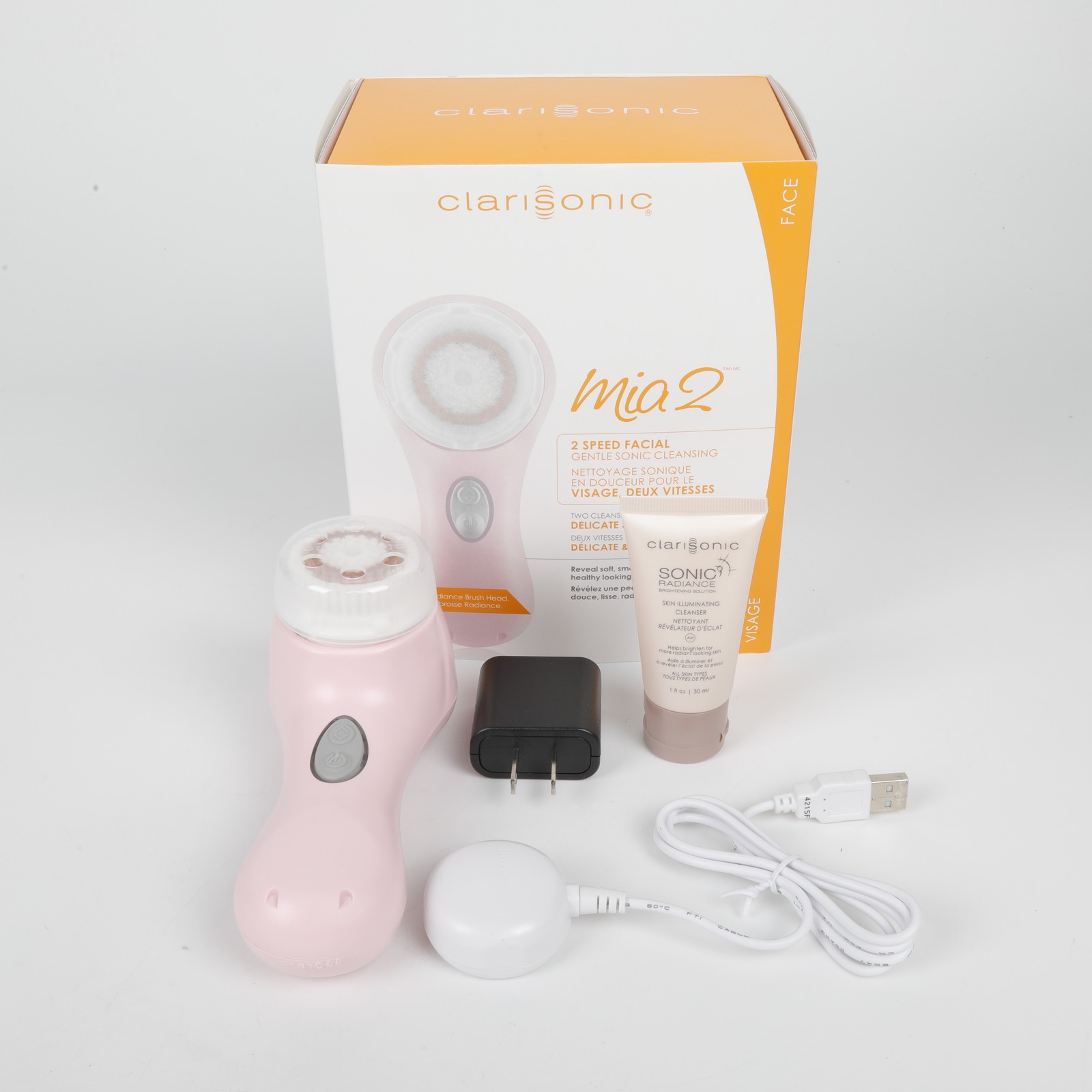 NEWE 2 Speeds White Clarisonic Mia 2 Sonic Facial Skin Cleansing Brush System US