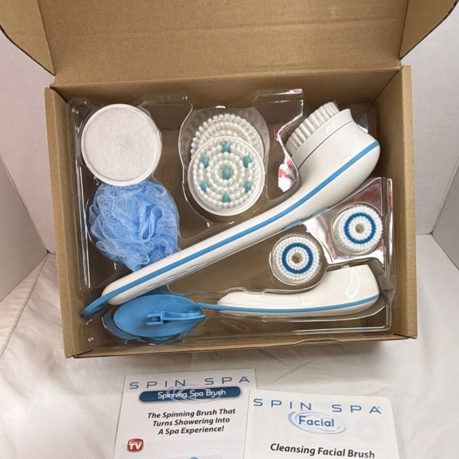 Idea Village Spin Spa Facial Electric Cleansing Brush Set w/ Accessories
