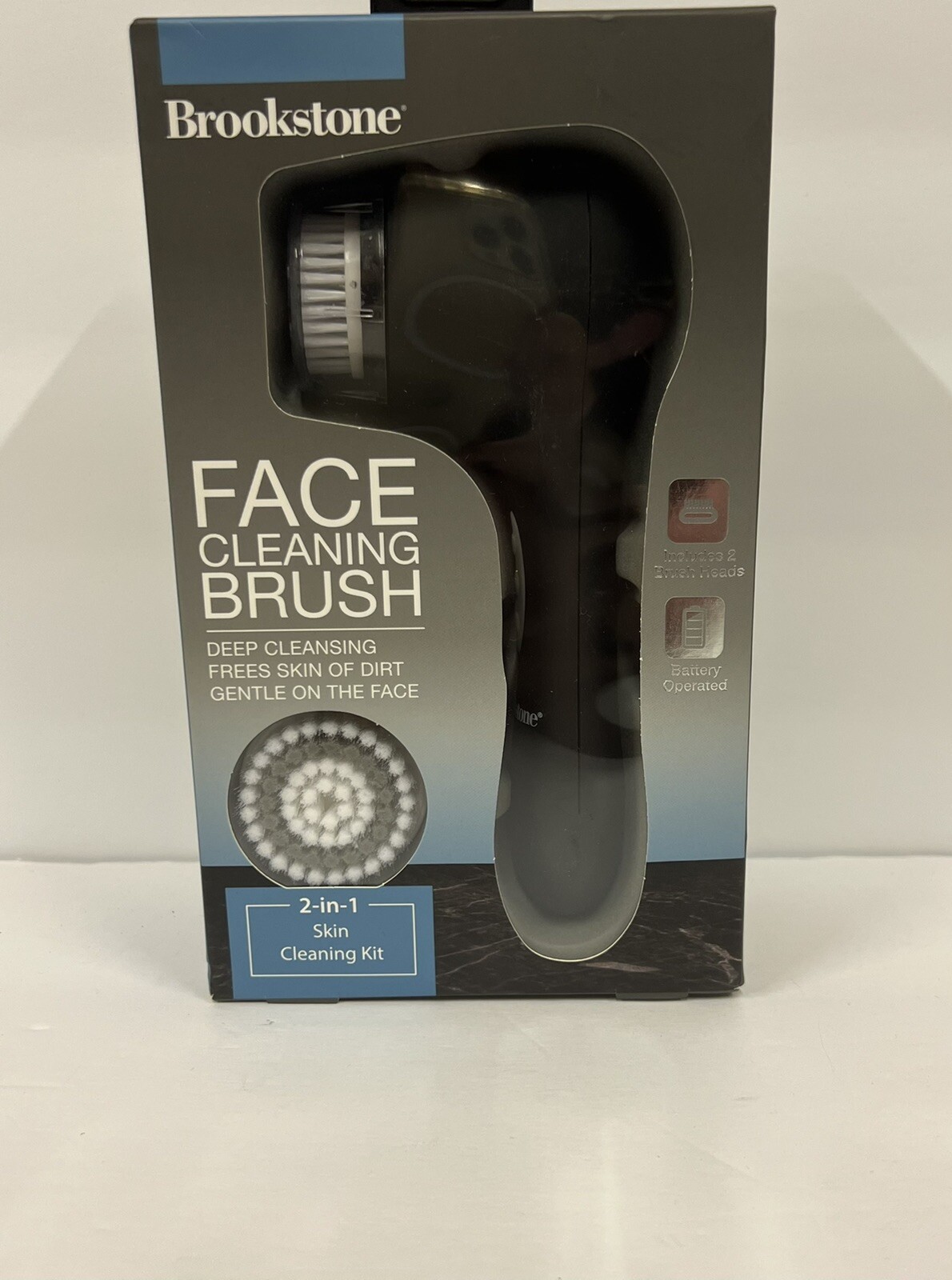 New (Open Box) Brookstone Face Cleaning Brush 2-in-1 Skin Cleaning Kit