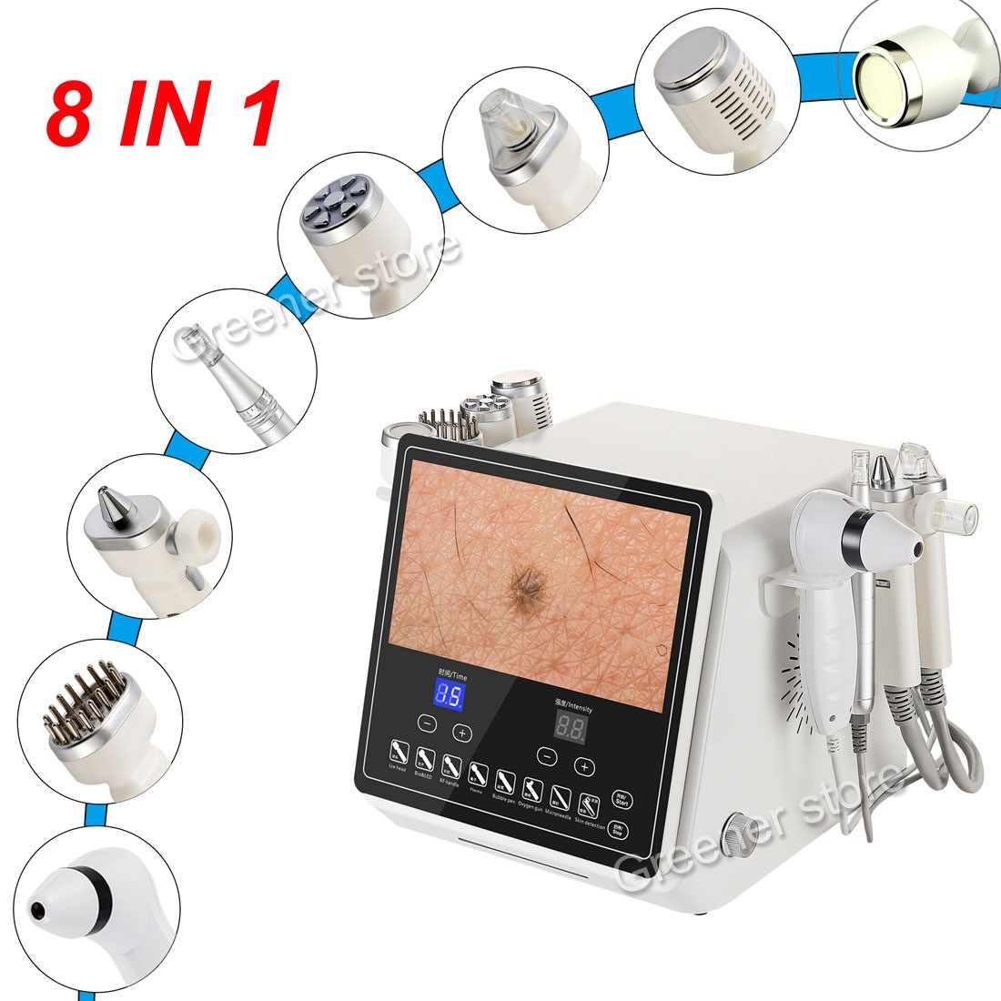 8in1 Facial Deep Cleansing Skin Analyzer Skin Hair Scalp Care LED Light Therapy